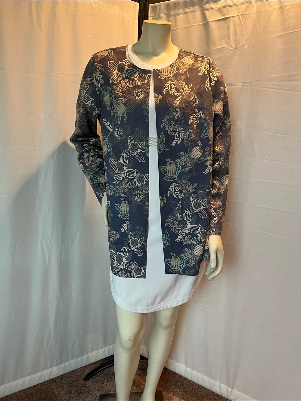 Naturals D & Co Faux Suede Open-Front Floral Jacket